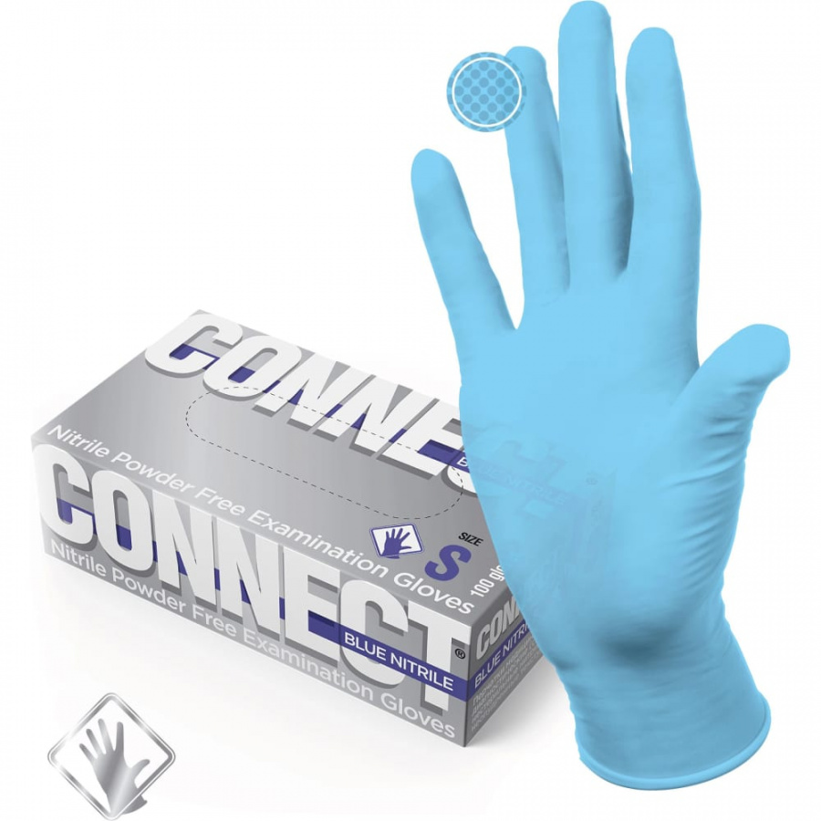 Нитриловые перчатки CONNECT BLUE NITRILE