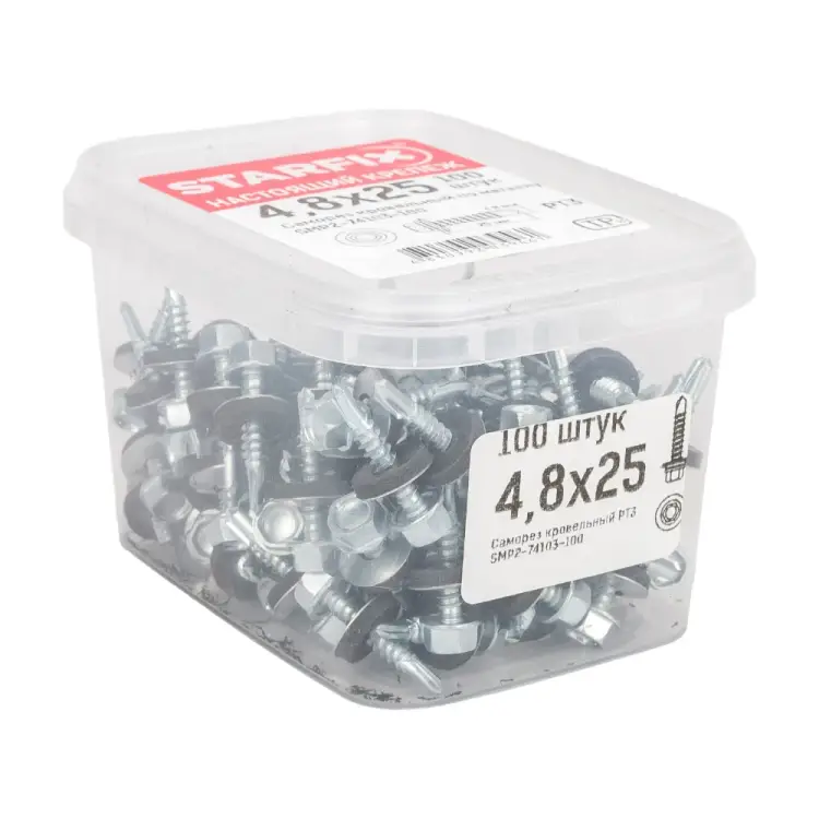 Кровельный оцинкованный саморез STARFIX 4,8x25 мм, 100 шт. SMP2-74103-100