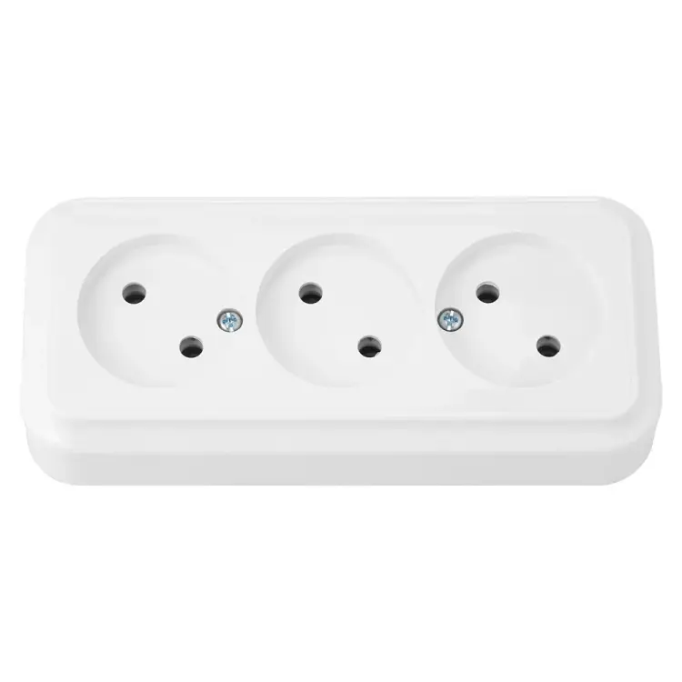 Трехместная розетка BYLECTRICA серия ПРАЛЕСКА РА16-741