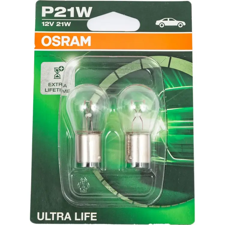 Автолампа Osram P21W BA15s ULTRA LIFE 12V /1/10/50 7506ULT-2BL