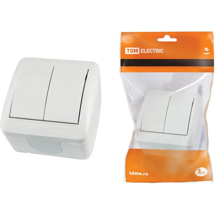 Двухклавишный выключатель TDM ELECTRIC Селигер SQ1818-0002