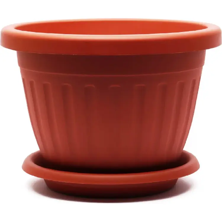 Кашпо ООО КЗНМ сильвер эко с блюдцем d 18, объём 1,9л терракот 1104767