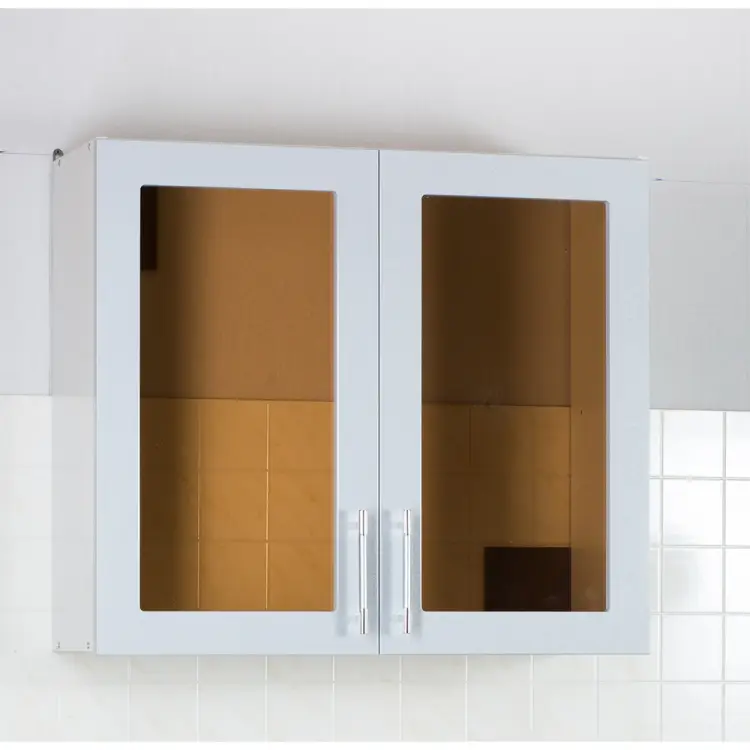 Шкаф для посуды SANTREK 80 серебристый металлик (со стеклом) фасад МДФ 47982