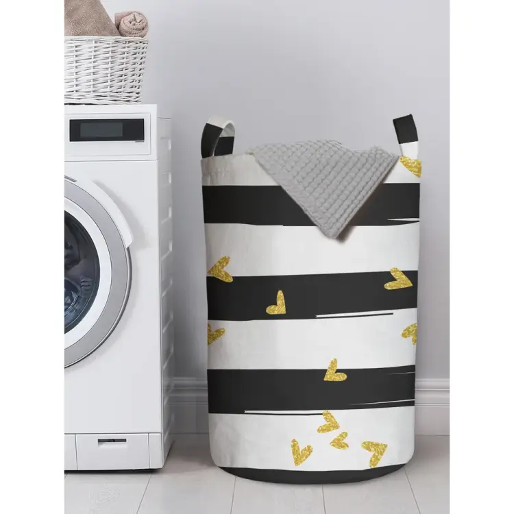 Корзина для хранения вещей JOYARTY Полоски с сердечками gaba_422711_L