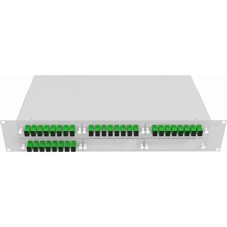 Одномодовый оптический укомплектованный стоечный кросс TopLan КРС-Top-2U-32SC/A-OS2-GY