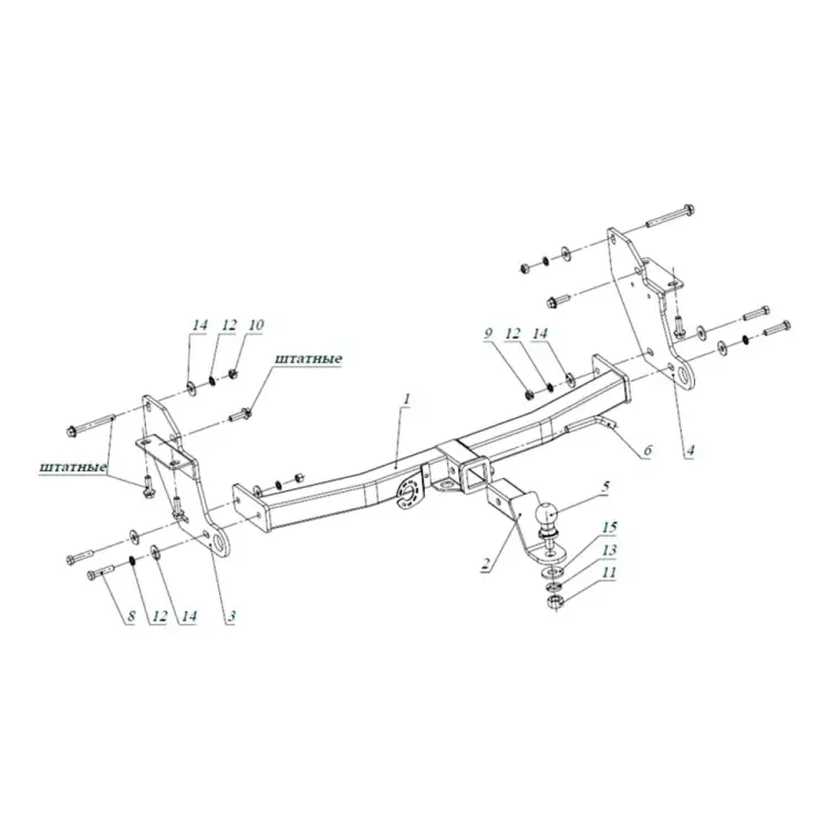 Фаркоп для Mitsubishi Pajero IV 2007-2020, Mitsubishi Pajero III 2000-2007 Бизон 0978-E(N)