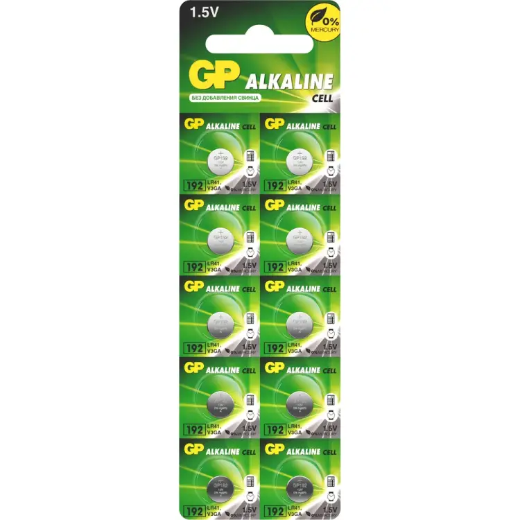 Алкалиновые пуговичные батарейки GP 192A 192FRA-2C10