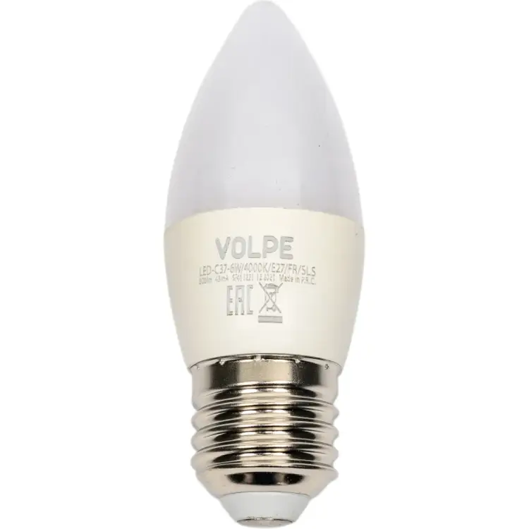 Светодиодная лампа Volpe LED-C37-6W/4000K/E27/FR/SLS UL-00008789