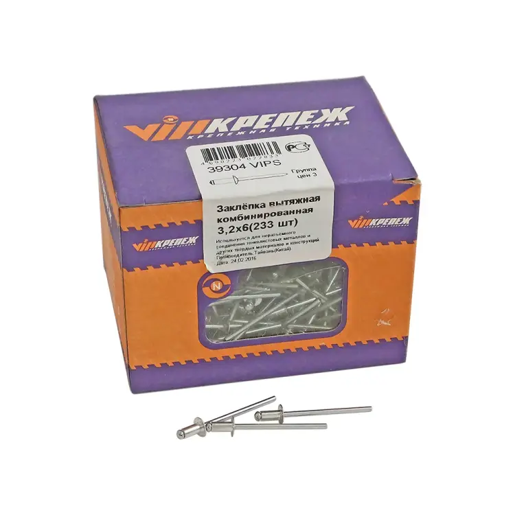 Оцинкованная вытяжная заклепка vipкрепеж 39304
