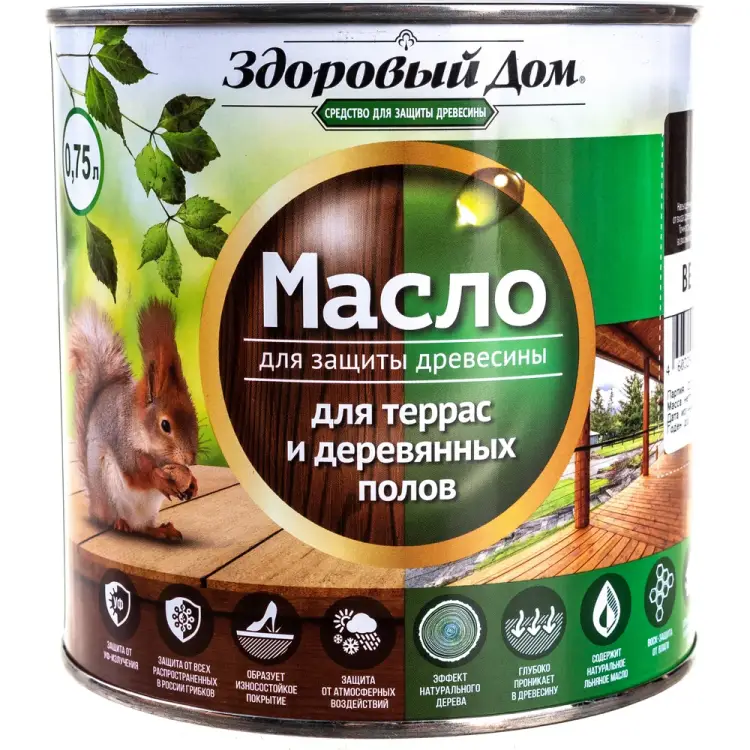 Масло для террас и деревянных полов Здоровый дом Лк-00009557