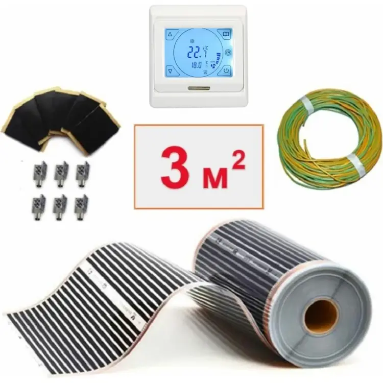 Пленочный электрический теплый пол ТеплоСофт 3м.кв./сенс