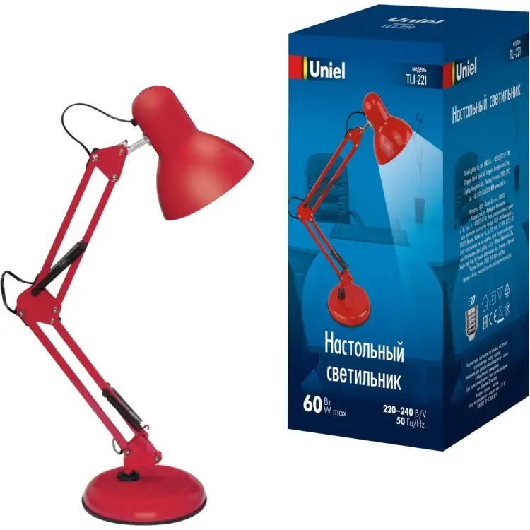Настольный светильник Uniel TLI-221 RED E27 UL-00002121 Настольный светильник Uniel TLI-221 RED E27 UL-00002121