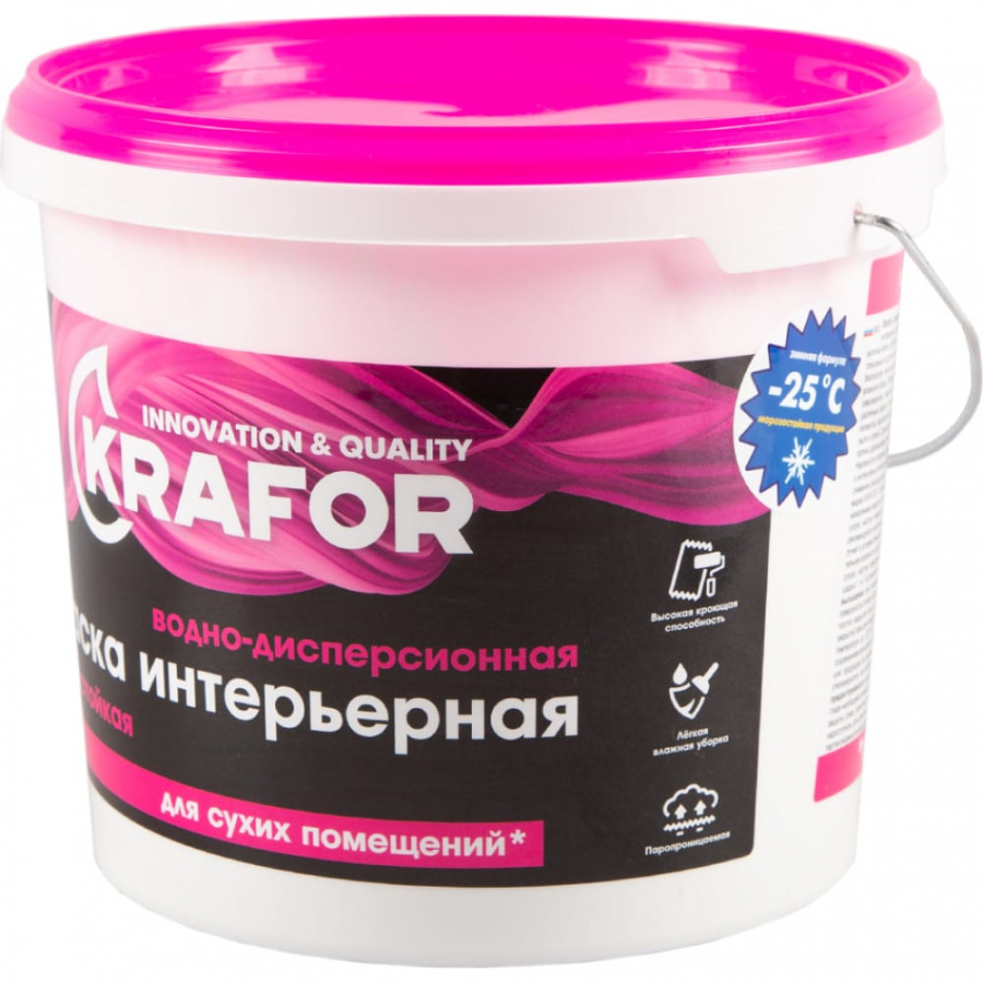 Интерьерная водно-дисперсная суперстойкая краска KRAFOR 26963