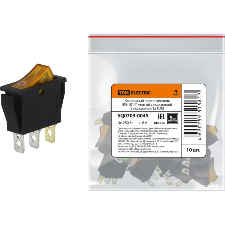 Клавишный переключатель TDM ELECTRIC IRS-101-Y SQ0703-0045