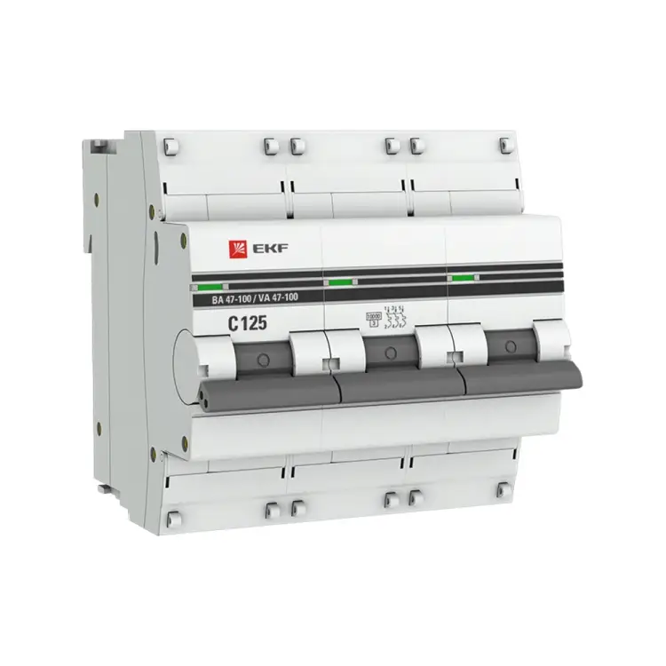 Трехполюсный автомат EKF ВА47-100 PROxima C 125А 10кА mcb47100-3-125C-pro