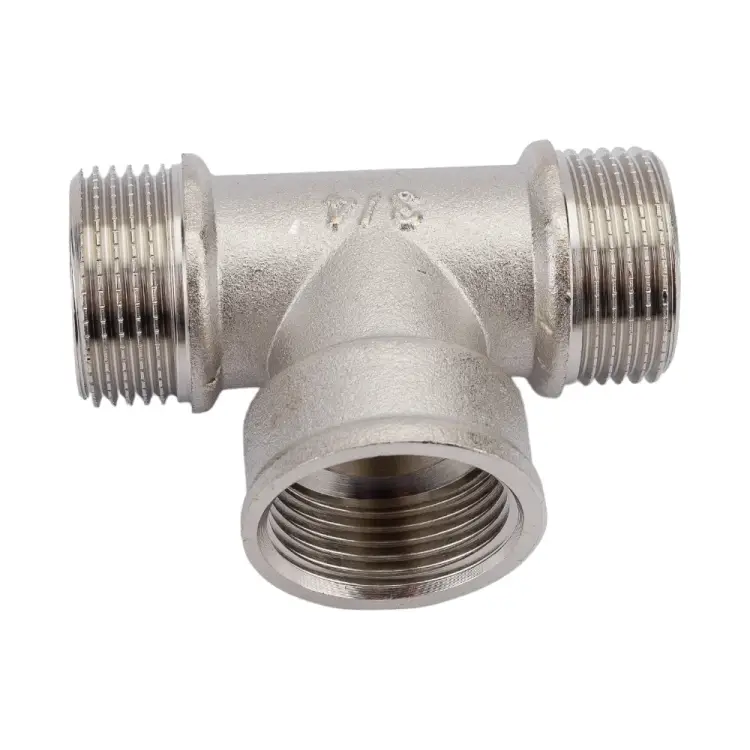 Латунный никелированный тройник STI D190-00076