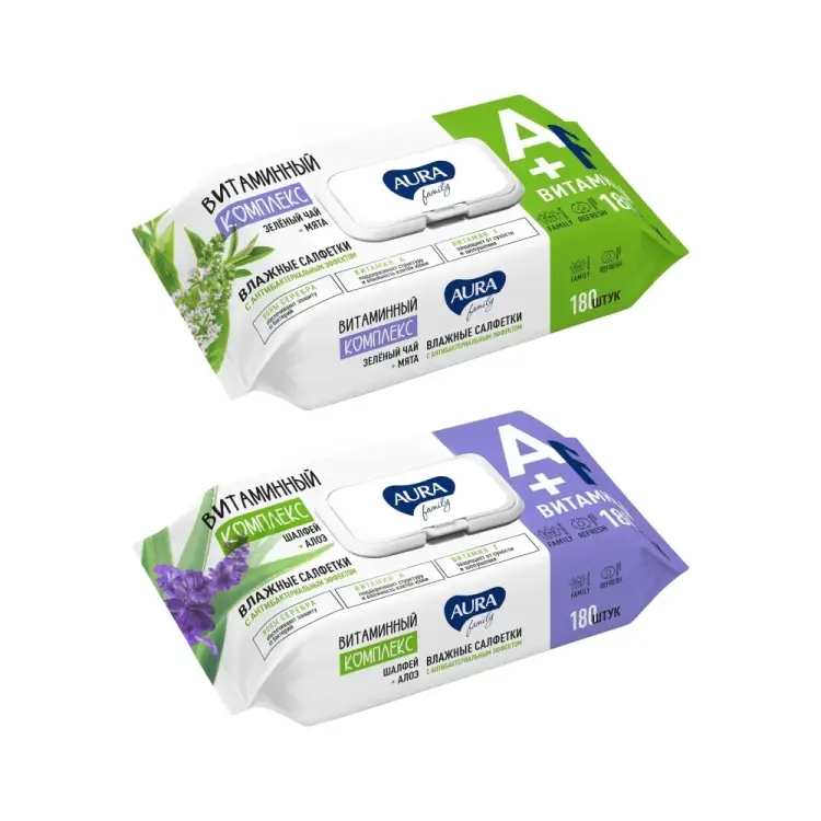 Влажные салфетки AURA family 1438321