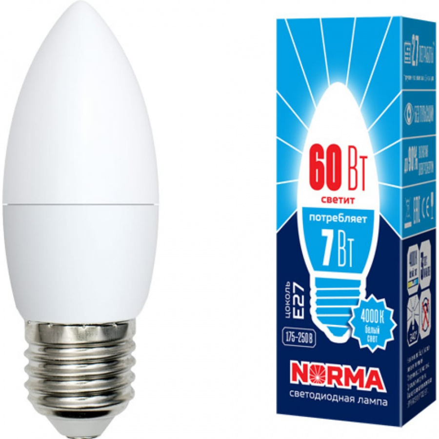 Светодиодная лампа Volpe LED-C37-7W/NW/E27/FR/NR