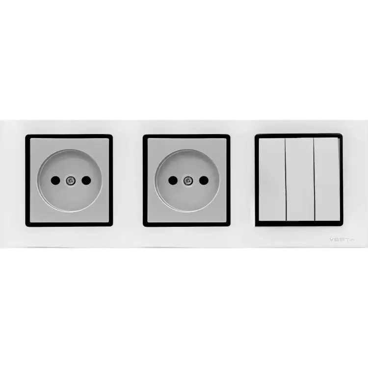 Трехклавишный выключатель + розетки Vesta Electric Комплект-3 FRM050307SER