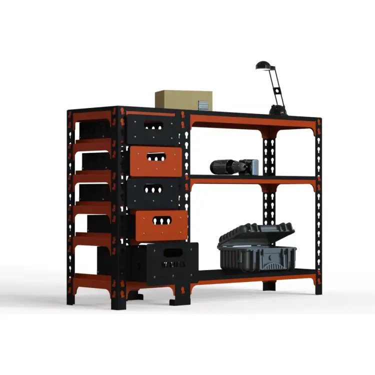 Стол-верстак ООО Металекс c одной тумбой, 950x1600x600 мм оранжево-чёрный 111174