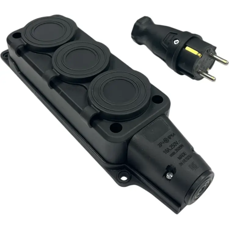 Комплект nvo NVO каучуковая кабельная колодка 3 гнезда с заземлением и крышкой 16А IP54 + вилка цвет черный 4001 4103 NVO-KI-COMBI-K-3-V-16-54-BLACK Комплект nvo NVO каучуковая кабельная колодка 3 гнезда с заземлением и крышкой 16А IP54 + вилка цвет черный 4001 4103 NVO-KI-COMBI-K-3-V-16-54-BLACK