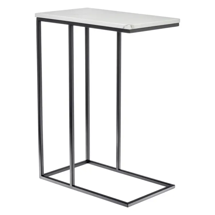 Придиванный столик BRADEX loft 50x30 см, белый мрамор, с черными ножками RF 0358
