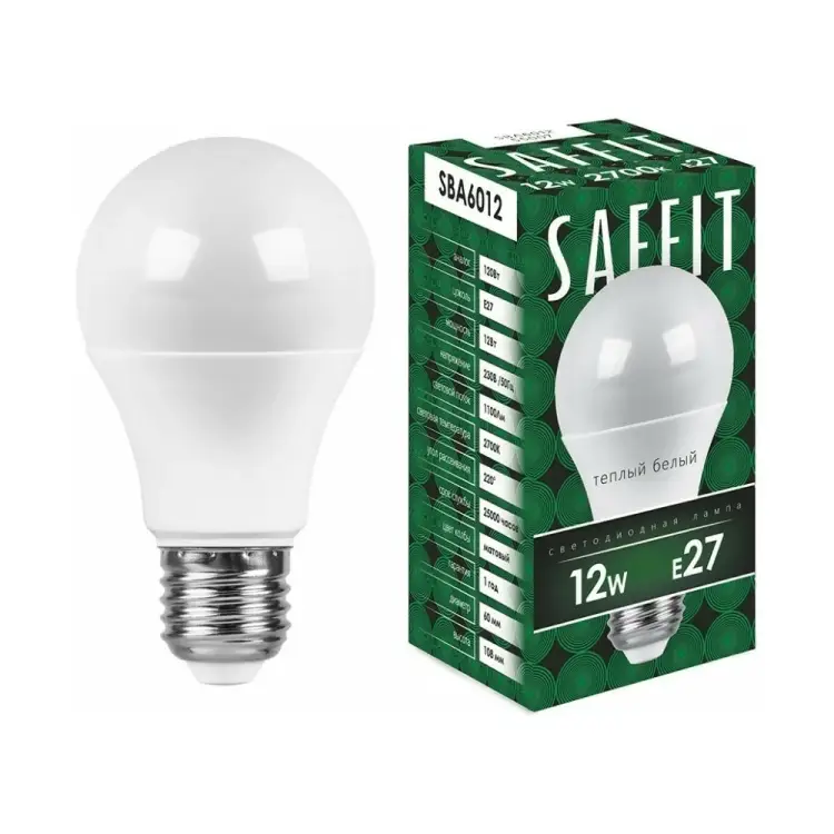 Светодиодная лампа SAFFIT SBA6012 12W 230V E27 2700K 55007