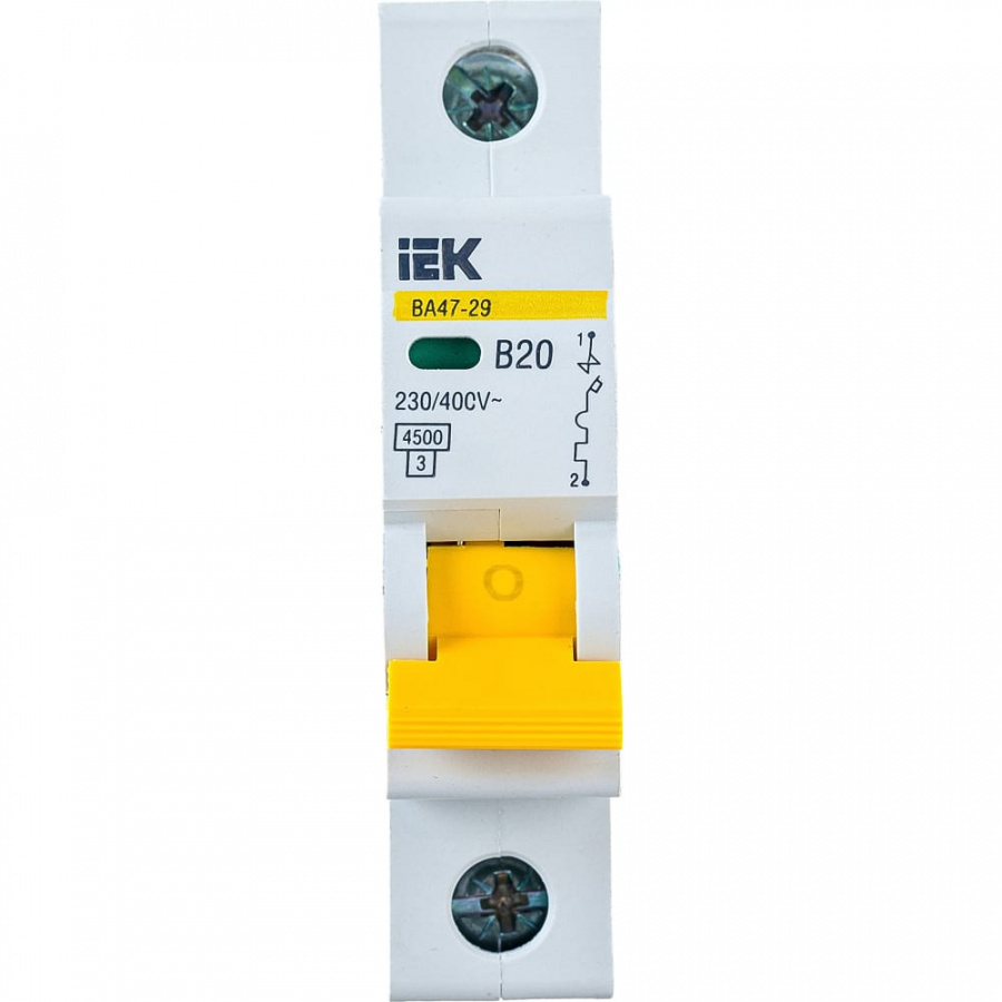 Модульный автоматический выключатель IEK ВА47-29 1п, B 20А, 4.5 кА