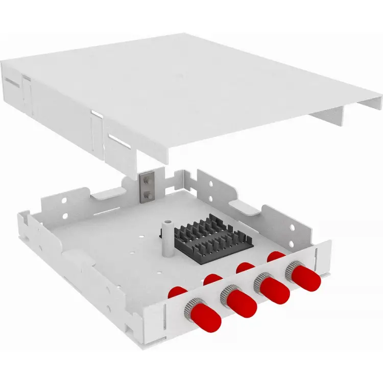 Одномодовый укомплектованный настенный оптический кросс TopLan КРНМ-Top-04ST/U-OS2-GY