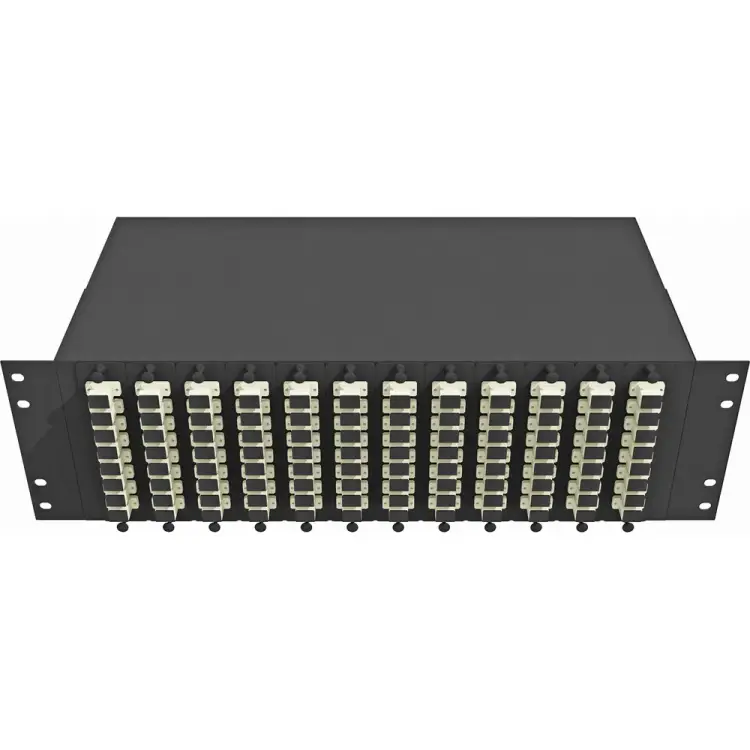 Многомодовый оптический укомплектованный стоечный кросс TopLan КРС-Top-3U-96SC/U-OM2-BK