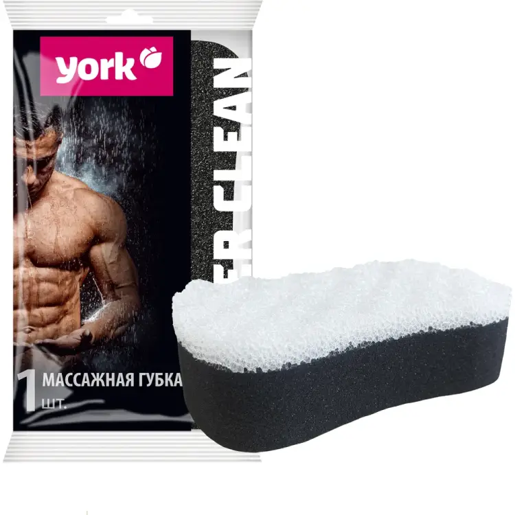 Массажная губка для тела YORK Black & White 011080 Массажная губка для тела YORK Black & White 011080