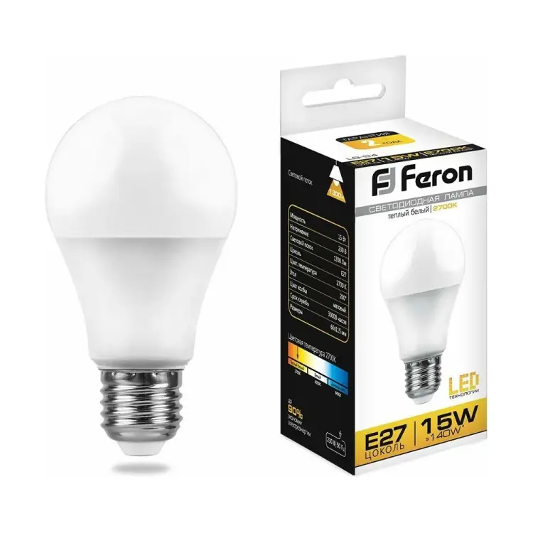 Светодиодная лампа FERON LB-94 15W 230V E27 2700K 25628 Светодиодная лампа FERON LB-94 15W 230V E27 2700K 25628