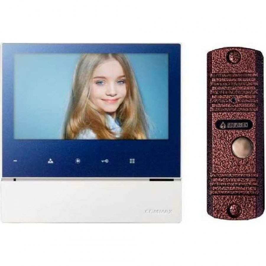 Комплект видеодомофона и вызывной панели COMMAX CDV-70H2 Blue/AVC305