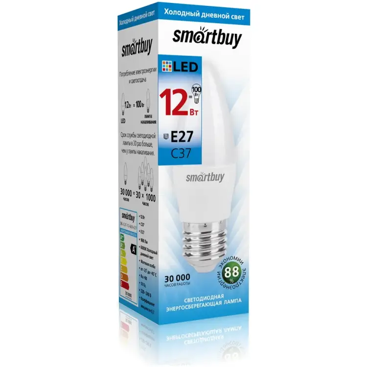 Светодиодная лампа Smartbuy SBL-C37-12-60K-E27
