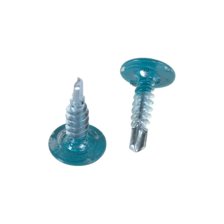 Саморез с прессшайбой и сверлом качественный крепеж 4,2/16 RAL5021 синяя вода (250 шт.) 0301107