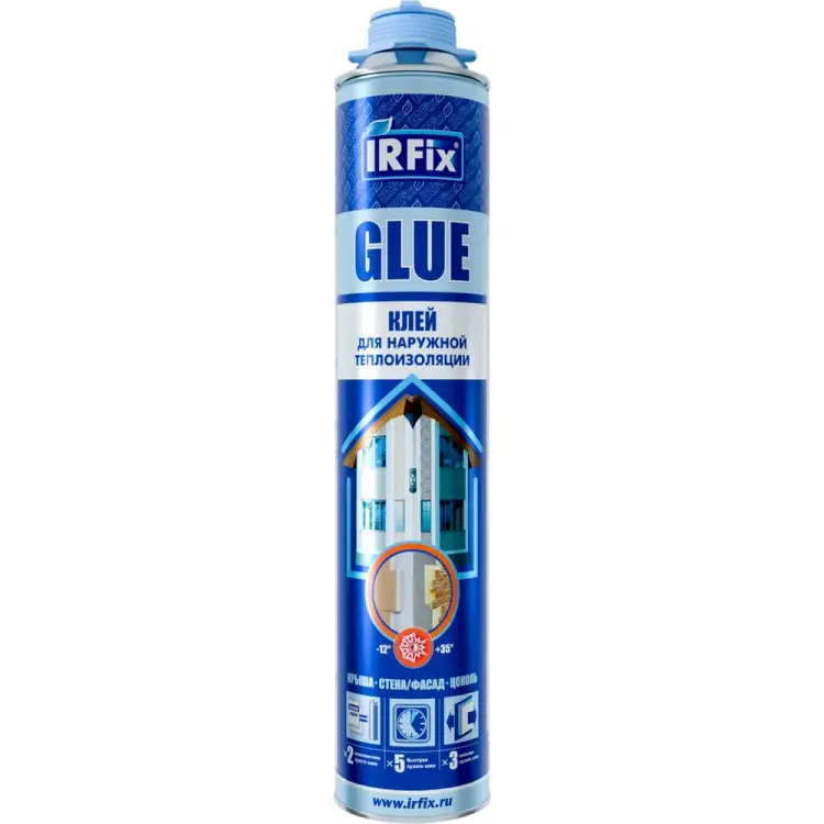Профессиональный монтажный клей-пена для пенополистирола IRFIX GLUE 10016 Профессиональный монтажный клей-пена для пенополистирола IRFIX GLUE 10016