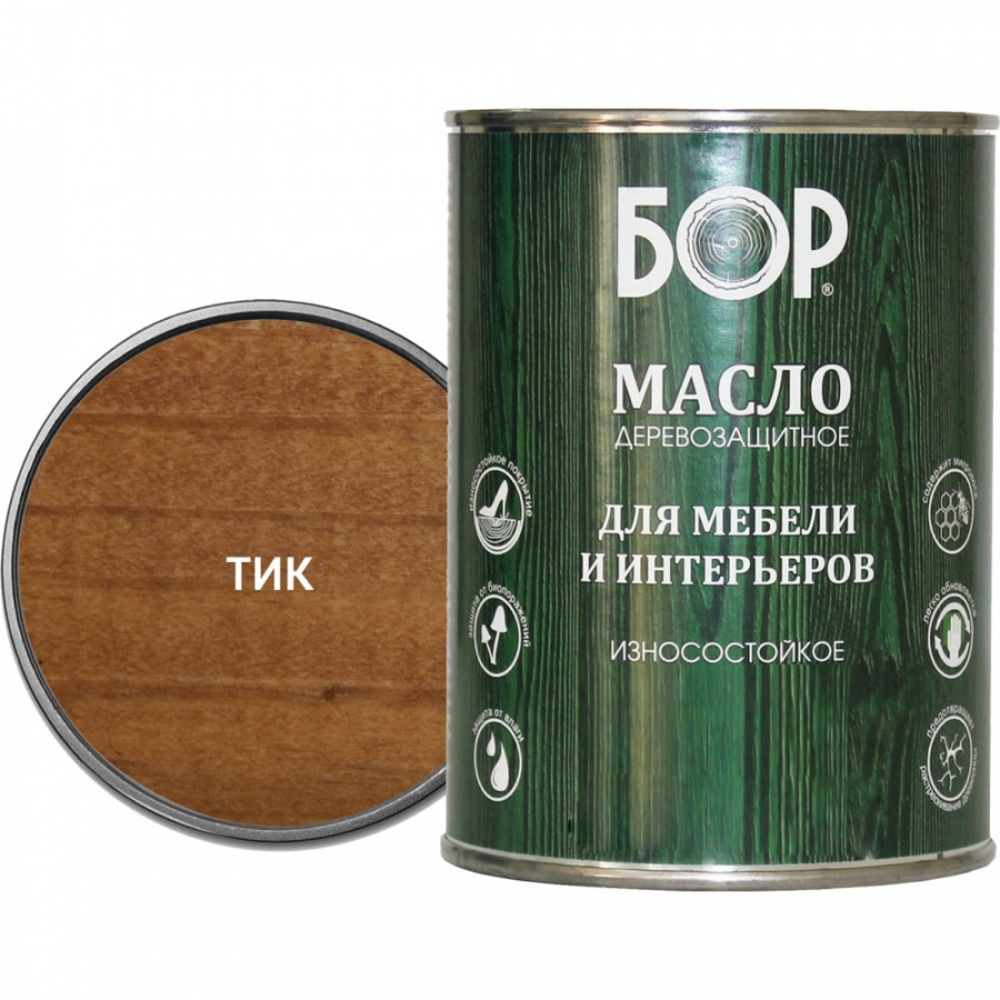 Деревозащитное масло для мебели и интерьеров Бор 4690417074273