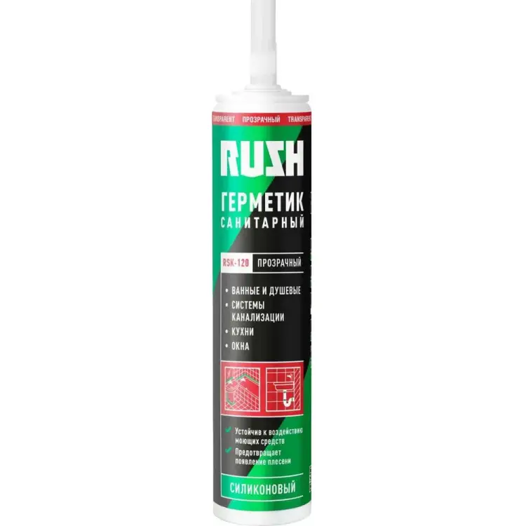 Силиконовый санитарный, прозрачный герметик RUSH DONEWELL P14 RSK-120