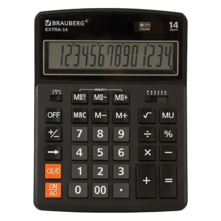 Настольный калькулятор BRAUBERG EXTRA-14-BK 250474 Настольный калькулятор BRAUBERG EXTRA-14-BK 250474