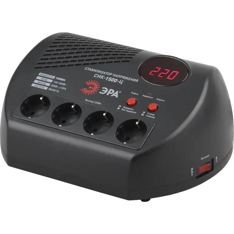 Компактный стабилизатор напряжения ЭРА СНК-1500-Ц Б0031073 Компактный стабилизатор напряжения ЭРА СНК-1500-Ц Б0031073