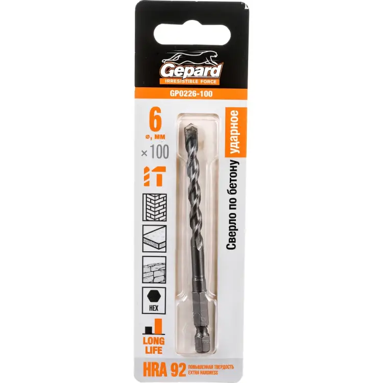 Твердосплавное спиральное сверло по бетону Gepard GP0226-100