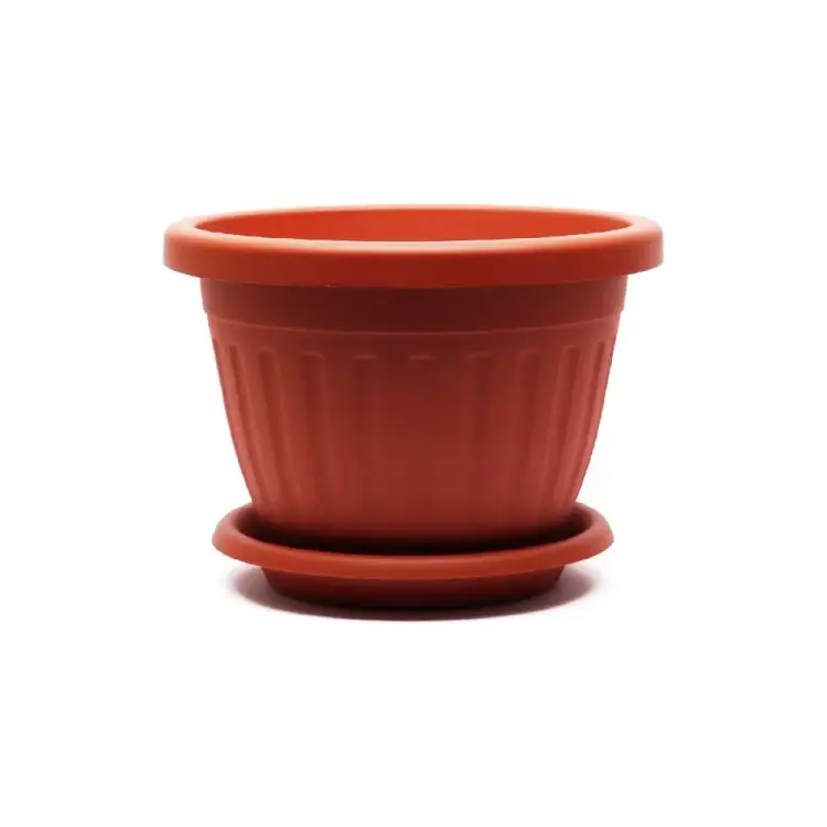 Кашпо ООО КЗНМ сильвер эко с блюдцем d 33, объём 11,9л терракот 530902