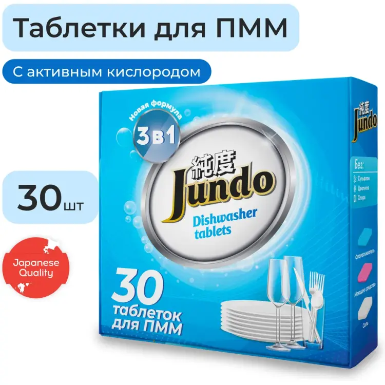 Таблетки для посудомоечных машин Jundo Active Oxygen 4903720020180