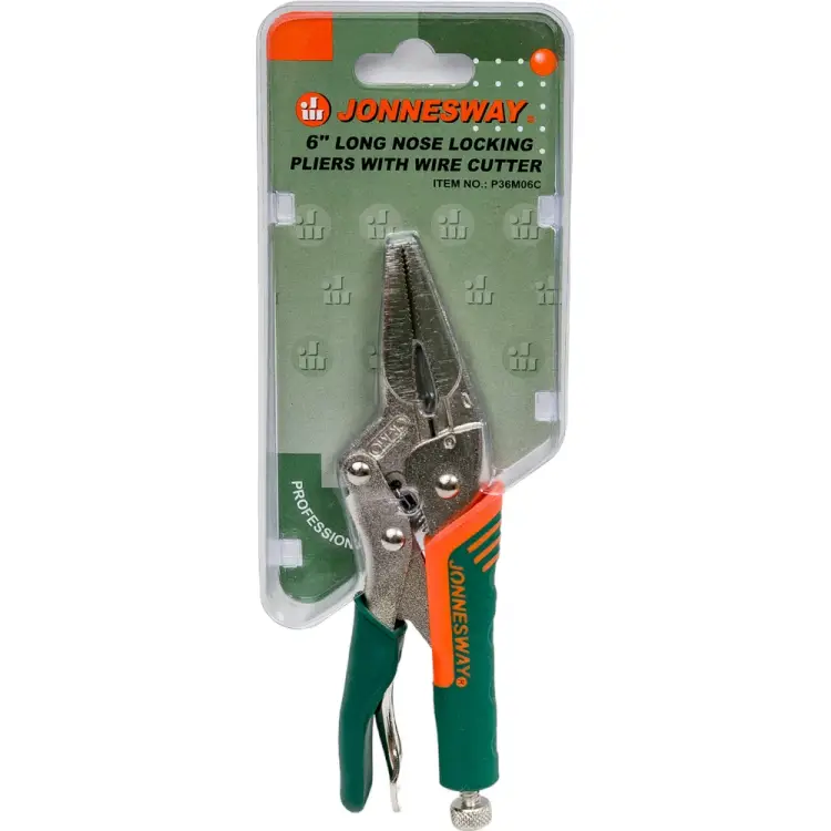 С удлиненными губками и прорезиненными ручками тиски Jonnesway P36M06C