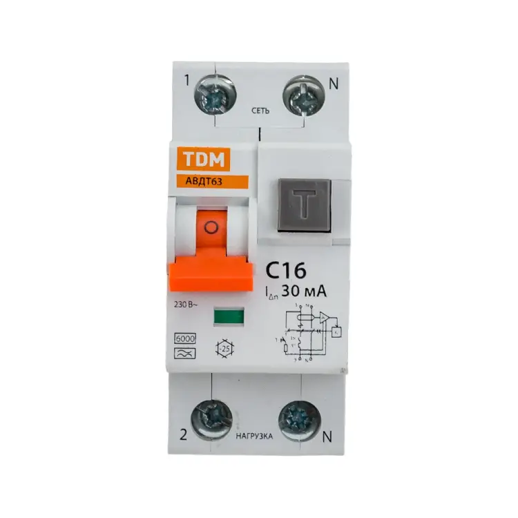 Дифавтомат TDM ELECTRIC АВДТ 63 C16, 30 мА SQ0202-0002