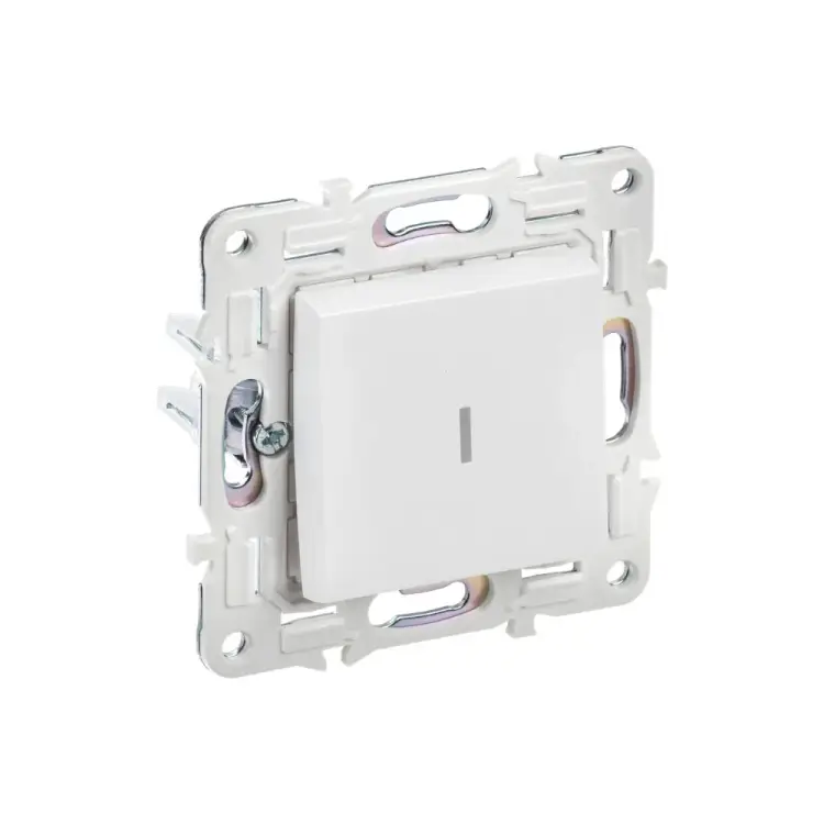 Выключатель 1-клавишный IEK SKANDY с индикацией 10А SK-V07W арктический белый SK-V10-1-10-K01