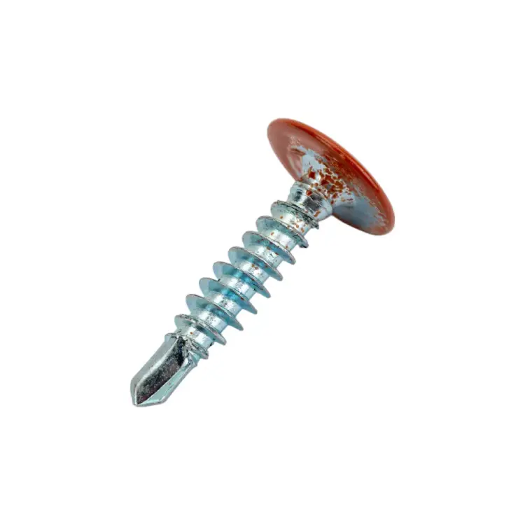 Саморез с прессшайбой и сверлом качественный крепеж 4,2/19 RAL8004 коричневая медь (250 шт.) 0300227