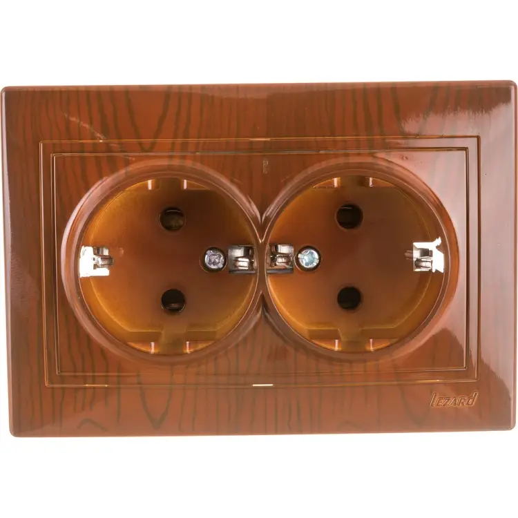 Розетка Lezard х2 с заземлением, сосна 701-0801-127