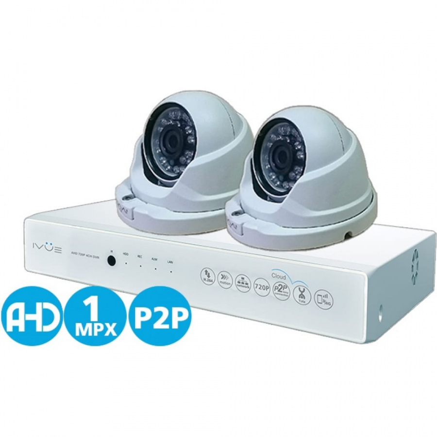 Комплект видеонаблюдения IVUE AHD 1MPX Для Дома и Офиса 4+2