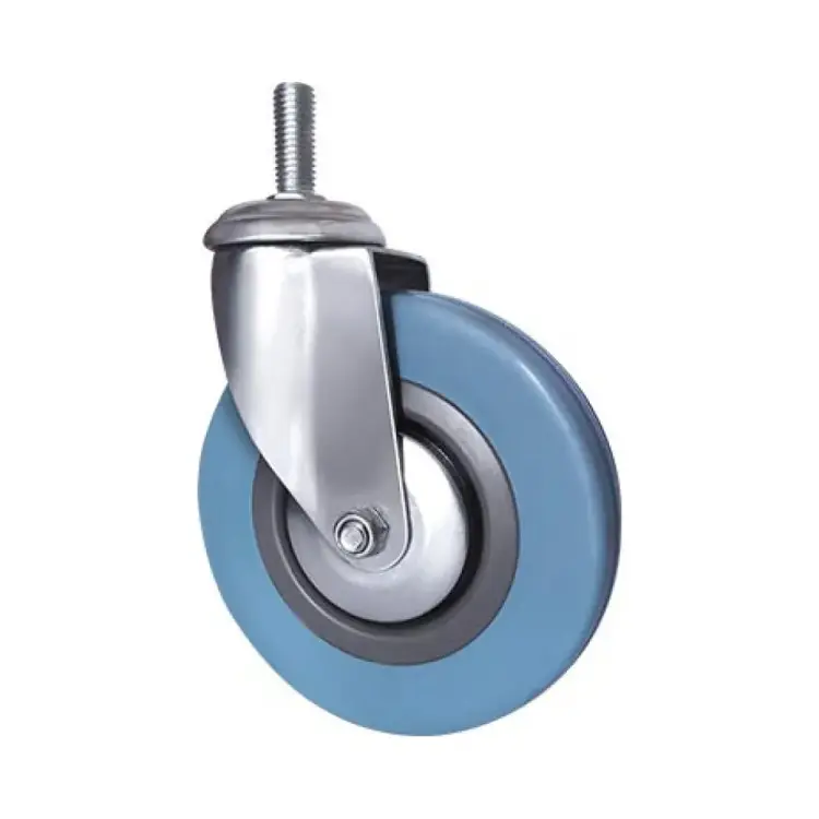 Аппаратное поворотное колесо TOR SCtvb 92 (75 мм; с болтом и тормозом; синяя резина) 1027146